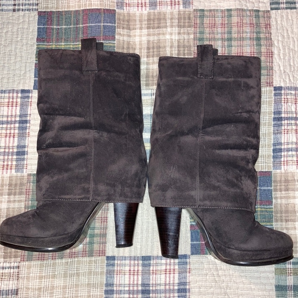 Calf height fold over boots